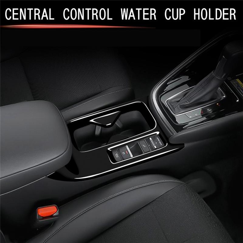 Powerful Car Center Console Water Cup Holder Decoration Cover Trim Stickers For Honda HRV HR-V Vezel - Glossy Black RHD