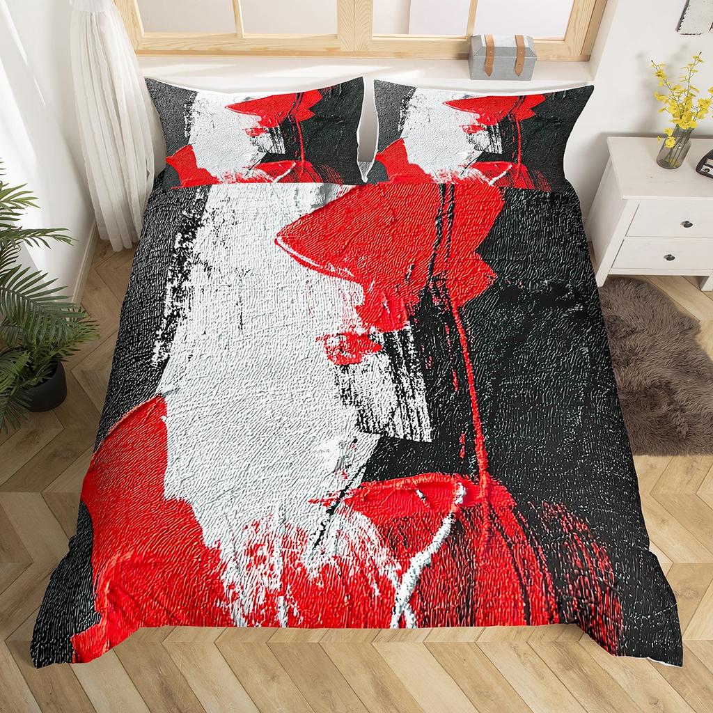 Homewish Pink Oil Printing Duvet Cover SetModern Fashion Artwork Bedding SetTeen Kid Adult Bed Set