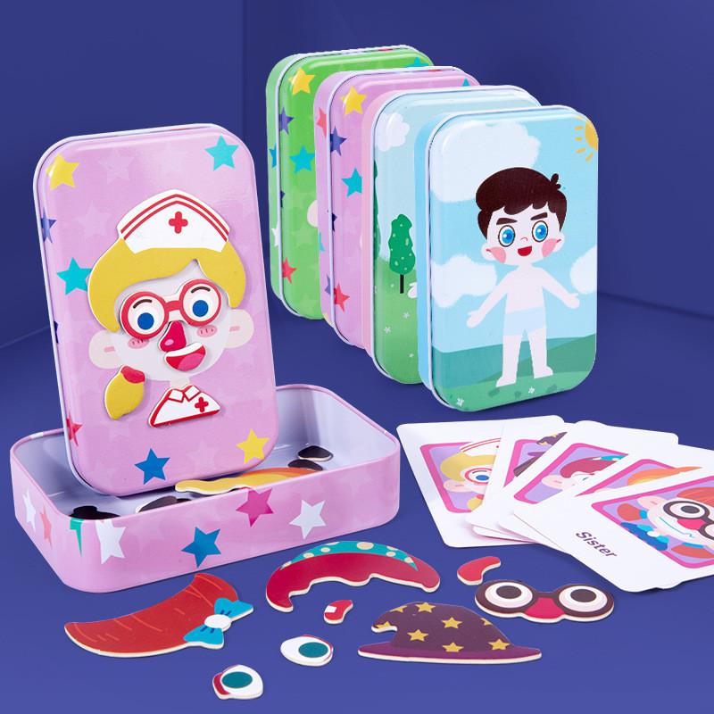 Magnetic Facial Puzzle Toy For Kids Ages 2 To 3 With Wooden Material Educational Game