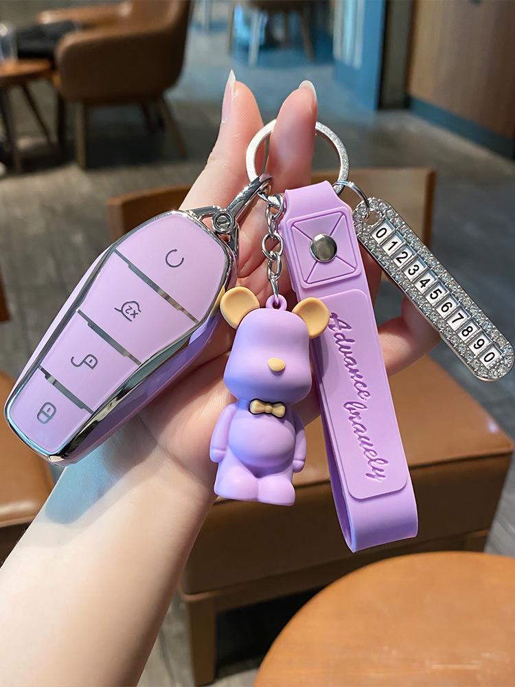 BYD Dolphin Key Case for Han Song, Tang DM-i, Qin Pro/Plus, Yuan, and E2 - Car Shell Buckle Bag.