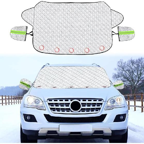 NUZEKY Windshield Cover for Ice and Snow: Car Windshield Snow Cover with 5 Layers Protection, Strong Magnetic Edges Frost Guard Windshield Cover, Car