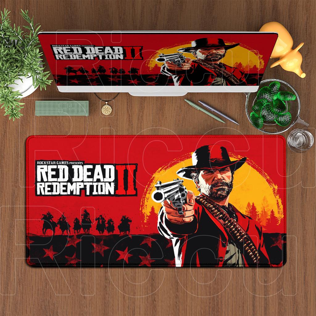 Tappetino per Mouse Sovradimensionato 120x60cm Red Dead Redemption 2 Tappetino da Tavolo per Tastiera da Gioco Accessori per Ufficio Computer Mousepad Antiscivolo Anime