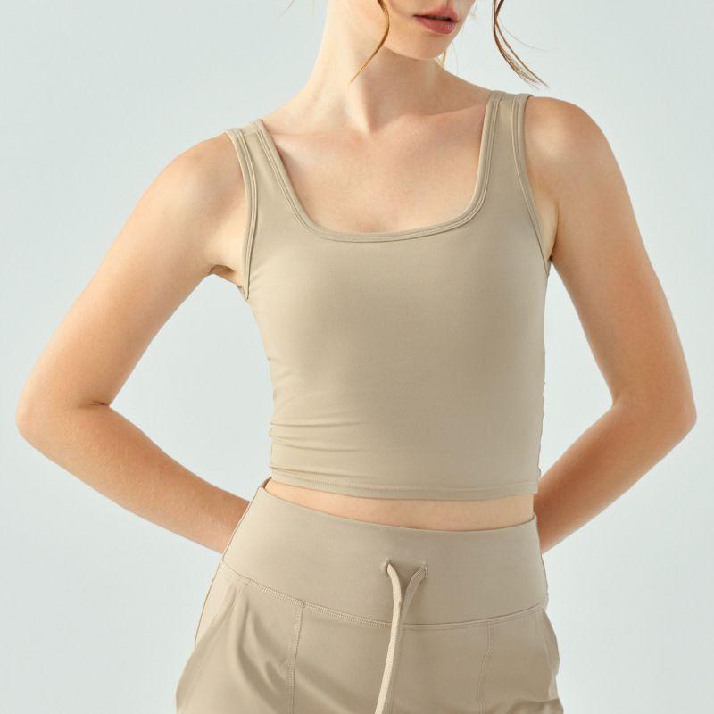 Foreign Trade Cross Beauty Back Sports Bra Women Half Fixed Cup Outer Wear All-Match Yoga Vest Tight Slimming Workout Clothes