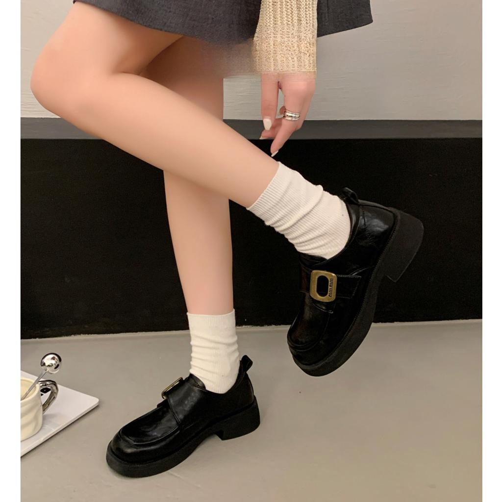 Small leather shoes women's 2025 new autumn and winter retro British style black jk single shoes versatile commuter soft-soled loafers