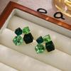 Nowoczesny Trend Lato Popularne Szmaragdowozielone Kwadratowe Kryształowe Kolczyki dla Kobiet Temperament Moda Pasujące do wszystkiego Urocze Party Cyrkonia