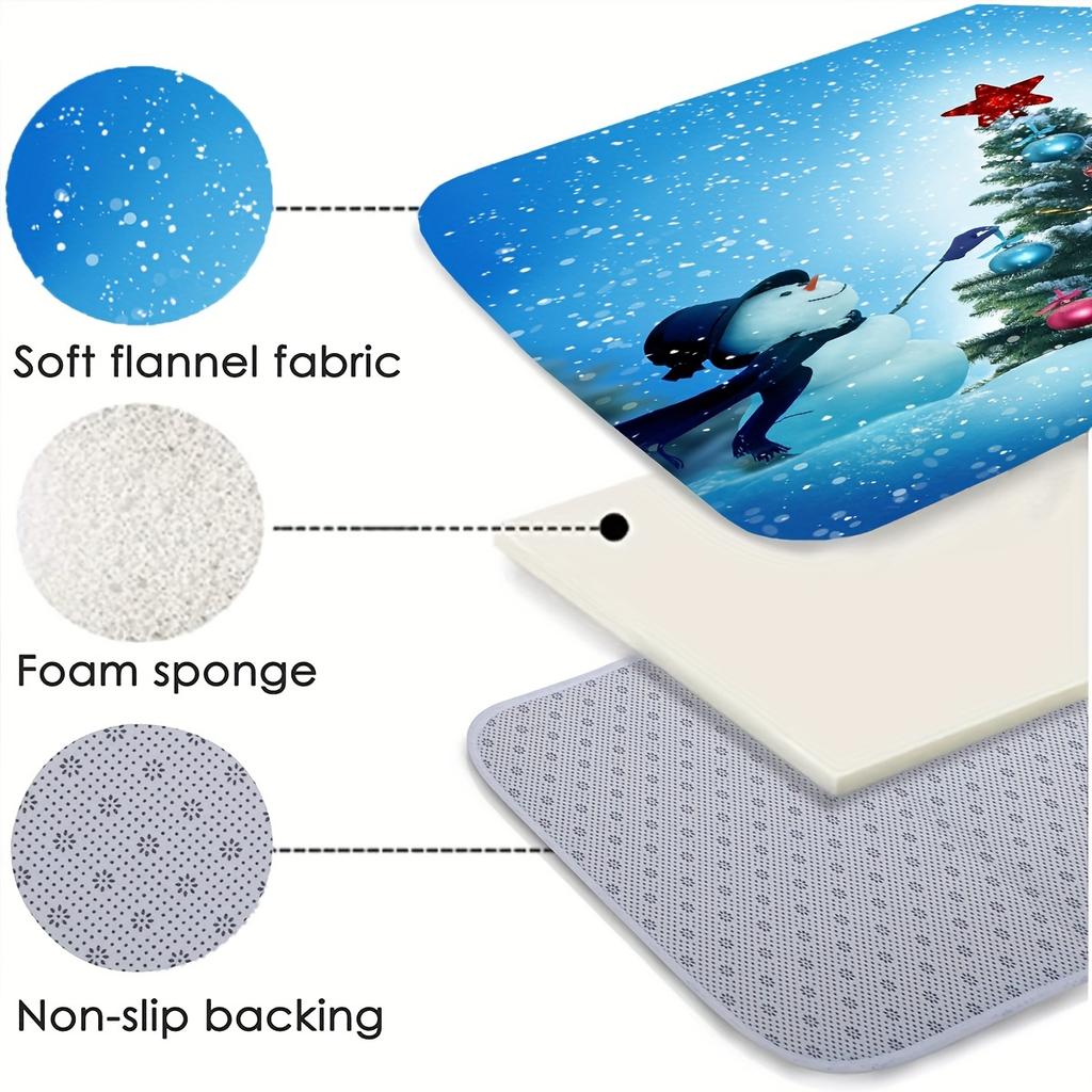 4Pcs Merry Christmas Shower Curtain Sets for Bathroom Non-Slip Bathroom Rugs Lid Toilet Cover Bath Mat Bathroom Set