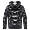 New Bright Leather Winter Men's Jacket Casual Parka Outwear Waterproof Puffer Padding Warm Stand With Hood Outwearing Coat
