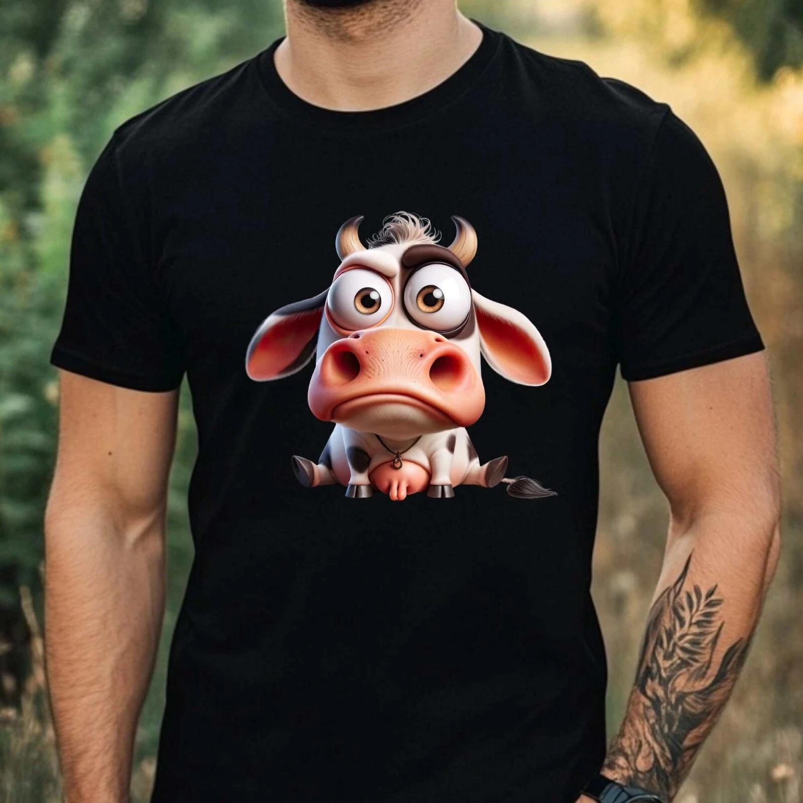 Mens Funny Farm Animal Print Cotton 100% Cotton T-shirt Mens Tees Top Size XS to 5XL- 3XL