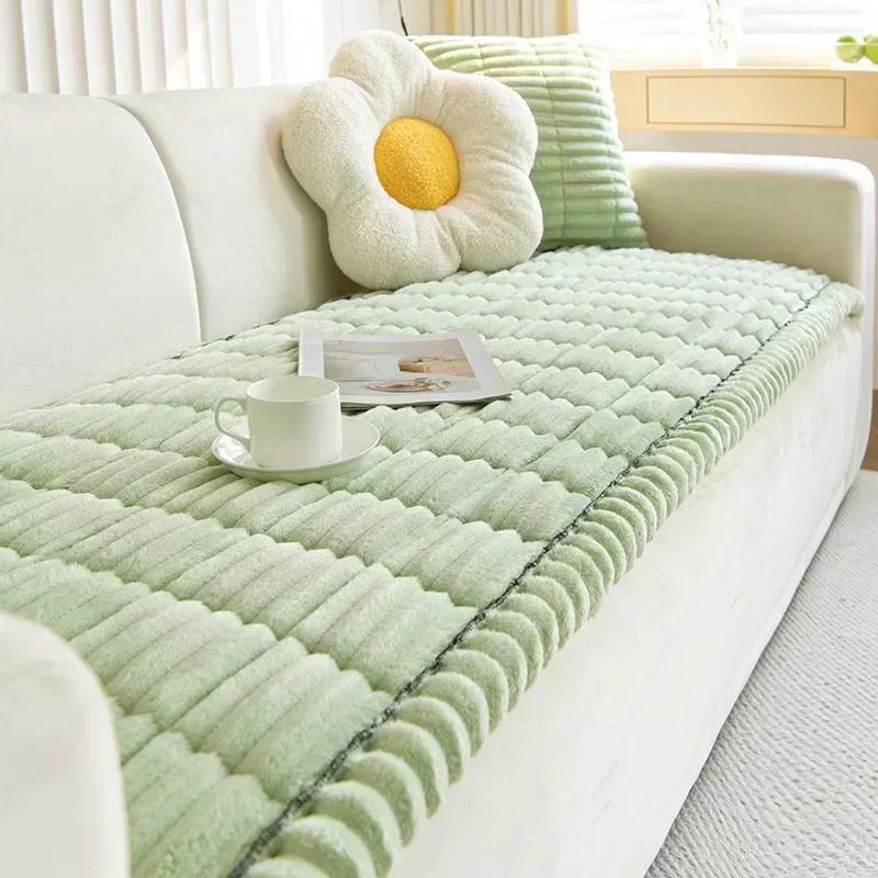 Thickened Corduroy Sofa Cushion Non-Slip Living Room Sofa Decorative Cover Cloth Warm Dust Soft Velvet Backrest Armrest Towels