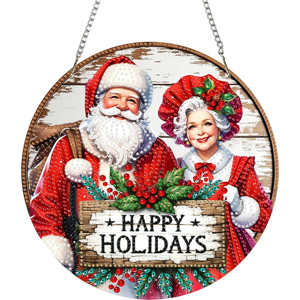 Acrylic 2D/Flat DIY Christmas Special Shape Hanging Diamond Art Kits Rhinestone Diamond Art Window Pendants Wall Door Decoration