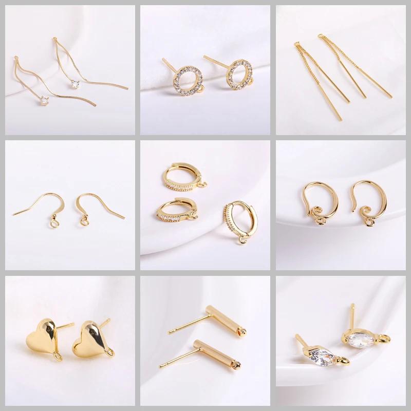 Trendy Brass Metal Love Stud Earring 14K Gold Plated Smooth Heart Post Earring With 2.5mm Open Jump Ring,Components Wholesale