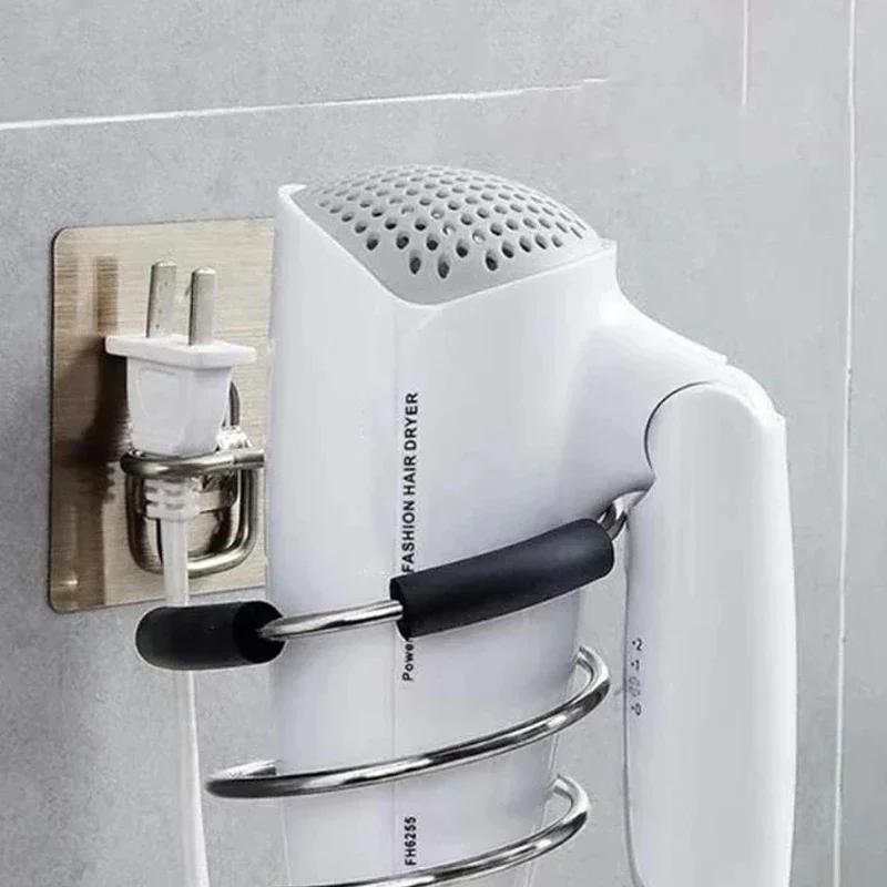 

Economic Wall Mounted Hair Dryer Holder Rack Bracket Self Adhesive Stainless Steel Spiral Hair Dryer Shelf Holder Organizer Tool