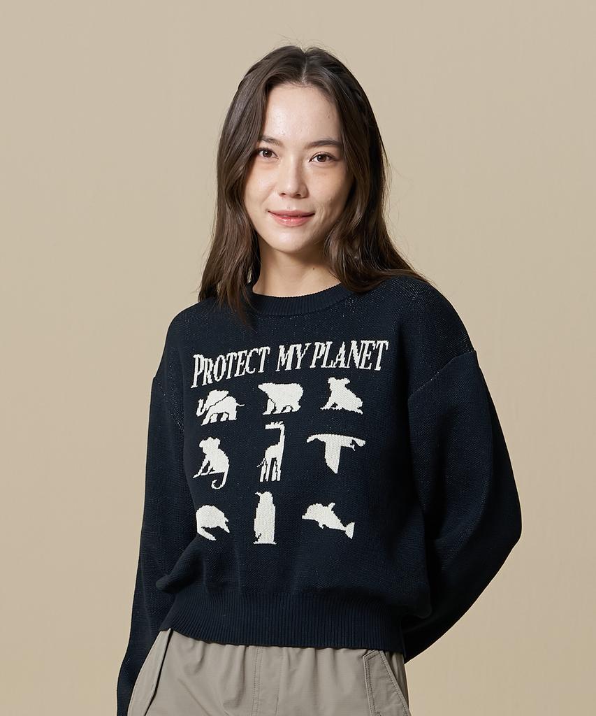 BBC EARTH Slogan Animal Sweater_Black