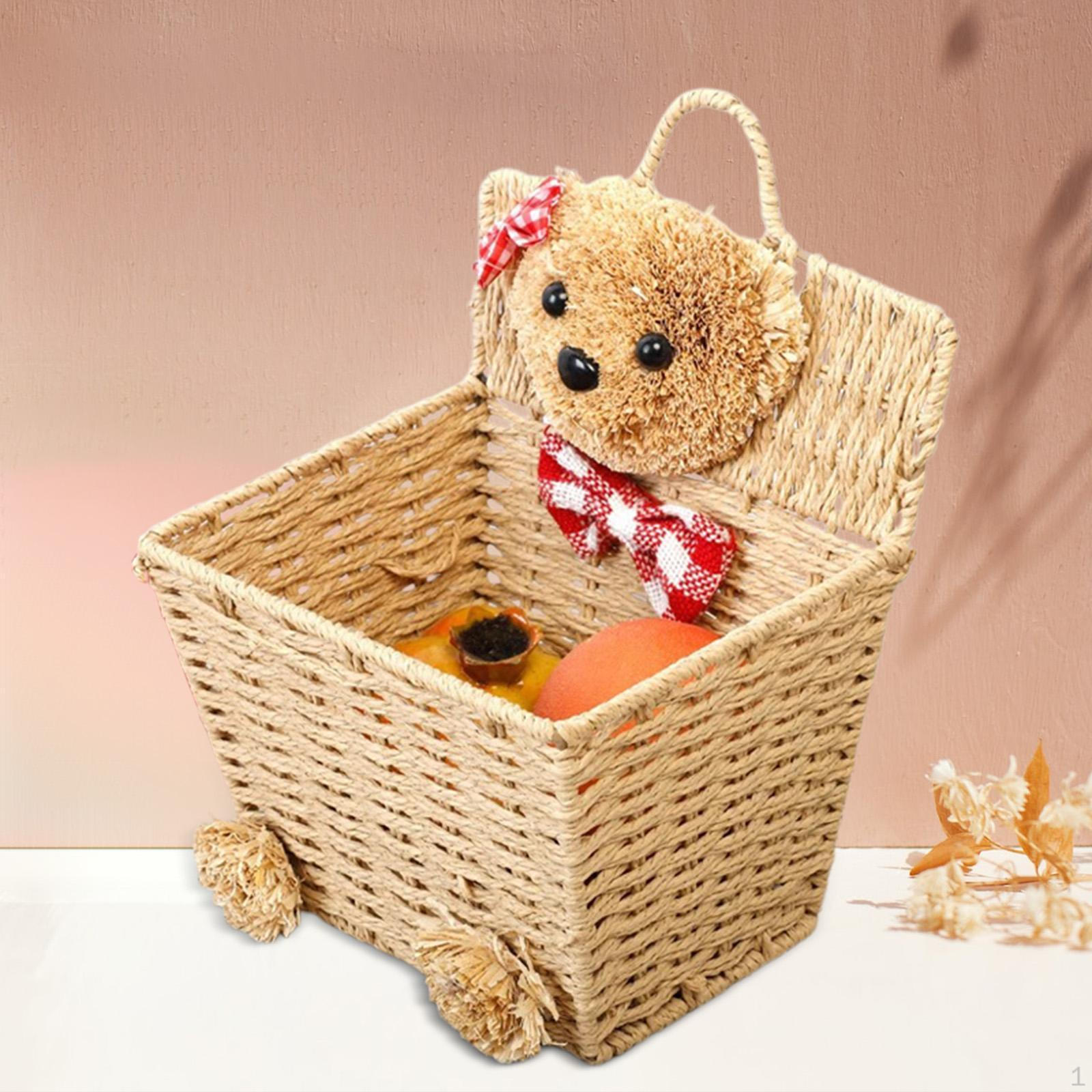 

Подвесная корзина ручной работы с изображением животных, переносной контейнер для хранения мультфильмов для детского стола хаки