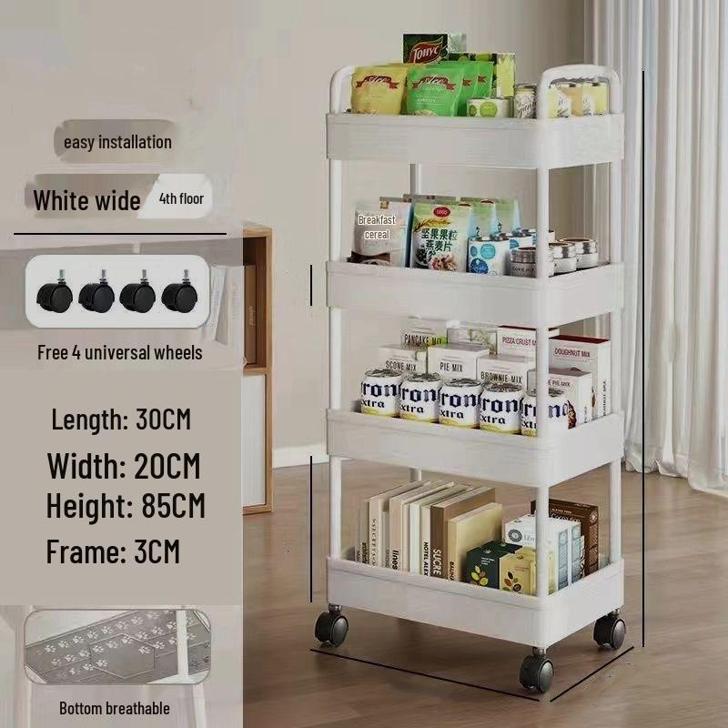 Multi-Layer Mobile Storage Rack for Bathroom, Kitchen, or Bedroom - Floor-Standing Trolley Shelf