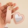 Creatieve PU Leer Bloem Hart Ronde Vorm Sleutelhanger Mini Make-up Spiegel Tas Hangend Ornament Auto Bedeltje Voor Vrouwen Meisjes Cadeau