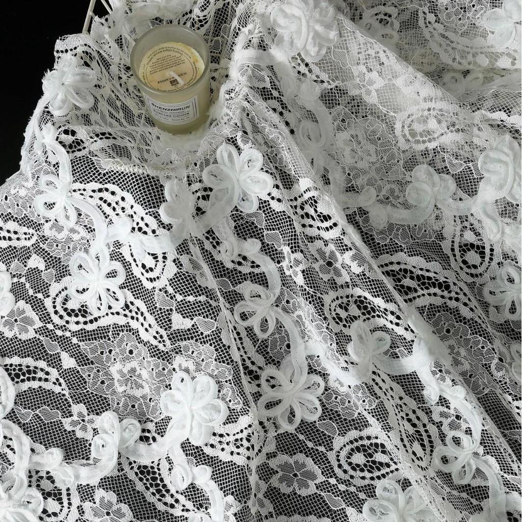 3D Floral Embroidery Lace Fabric for Elegant Wedding and Bridesmaid Dresses