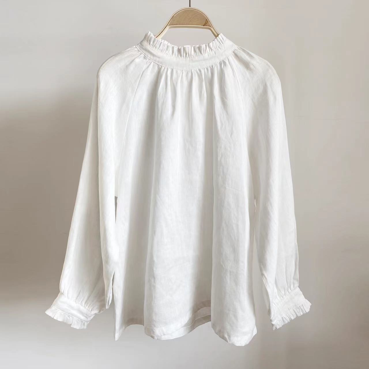 

Johnature Женские рубашки, летние винтажные свободные однотонные свободные тонкие пуговицы с солнцезащитным кремом, женские блузки One Size белый