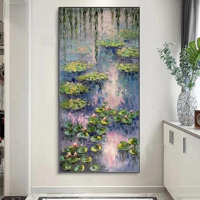 

Большая алмазная живопись Моне, новинка 2023, водяные лилии, полная квадратная круглая алмазная мозаика, пруд, пейзаж, искусство для декора гостиной U61 square 50x100cm красный