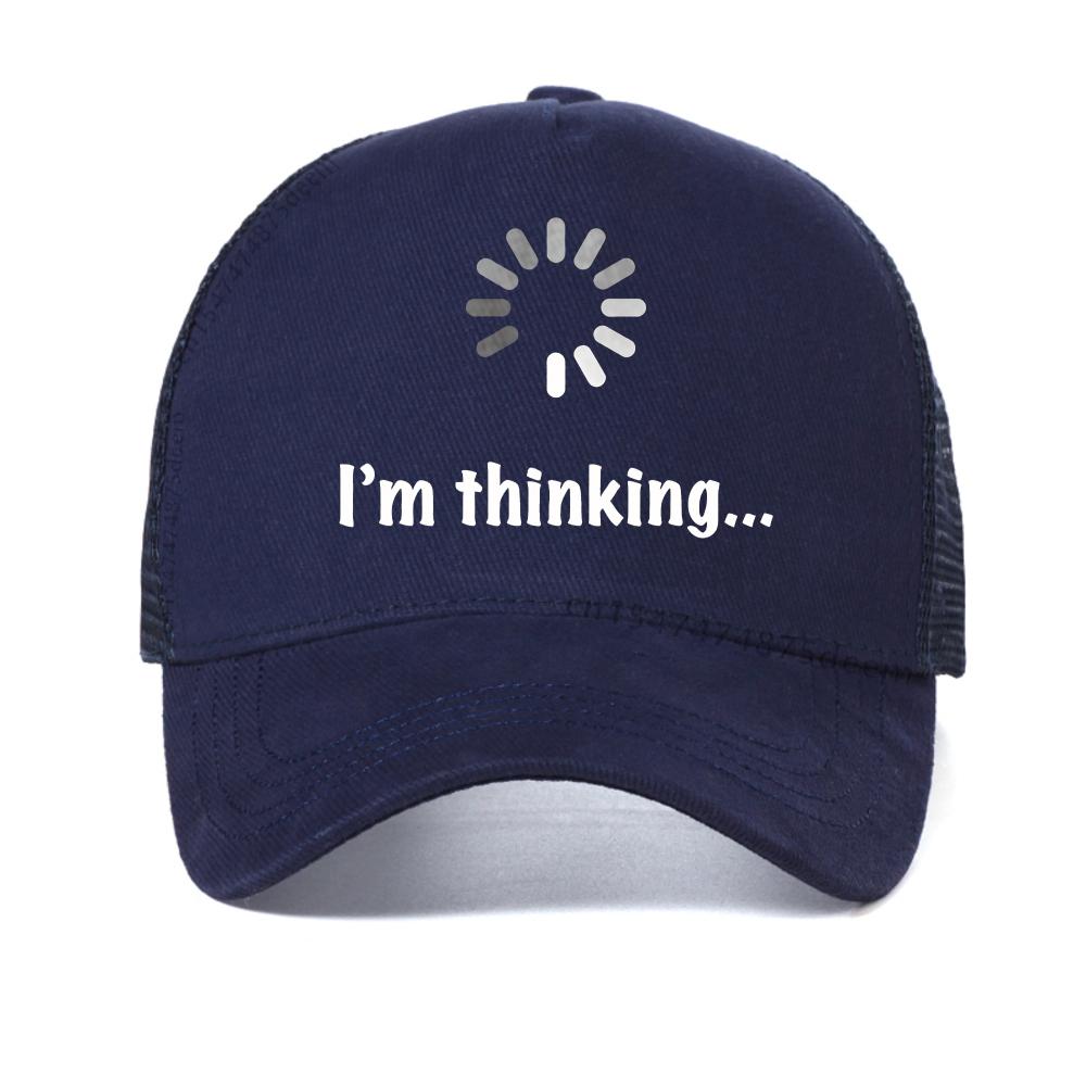 

I‘m Thinking Funny Print baseball cap fashion Summer Men Women Casual mesh snapback hats adjustable Breathable trucker hat Adjustable темно-синього кольору