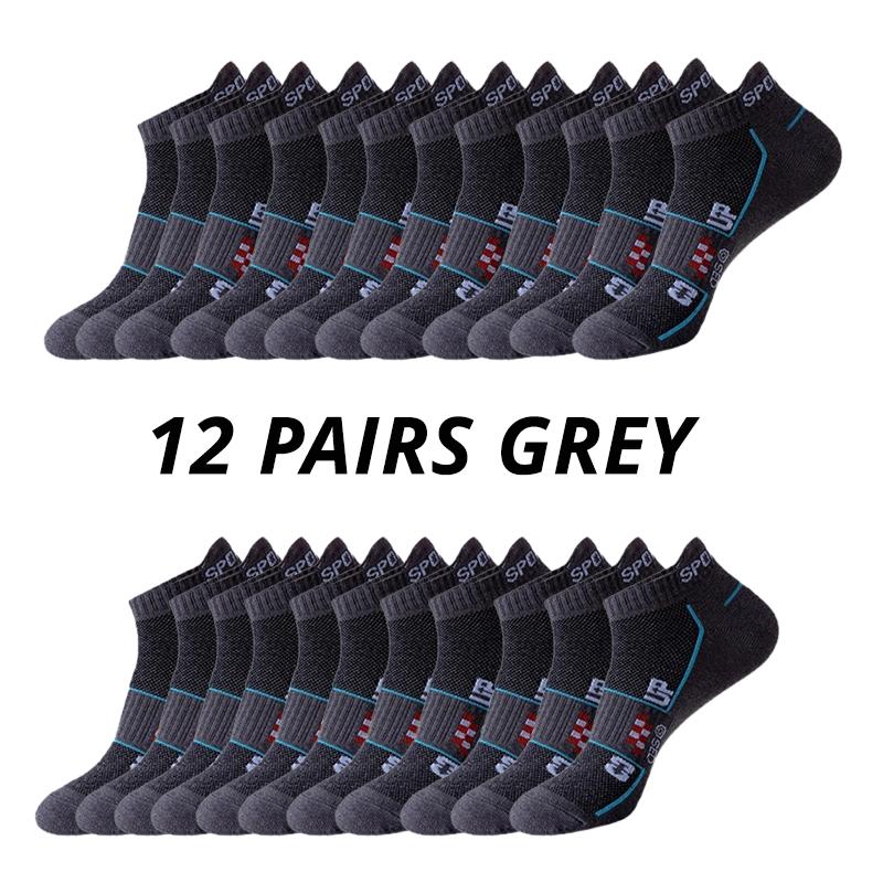 6/12Pairs Men Sports Mesh Running Socks Breathable MoistureWicking Low-Cut with Ear Loops All-Season Couple Socks for Men Women