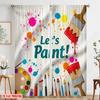 2pcs 2D flat printing Window Drapes Let's Paint Supplies Polyester Without Electricity Family Party Use for Living Room Outdoor