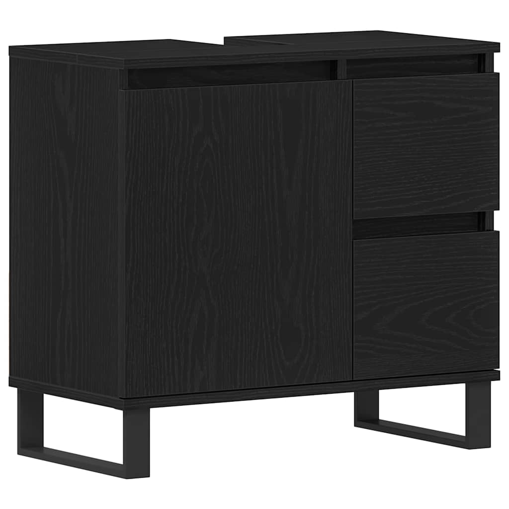 Washbasin Cabinet with Door Black Oak Effect 65 x 33 x 60 cm