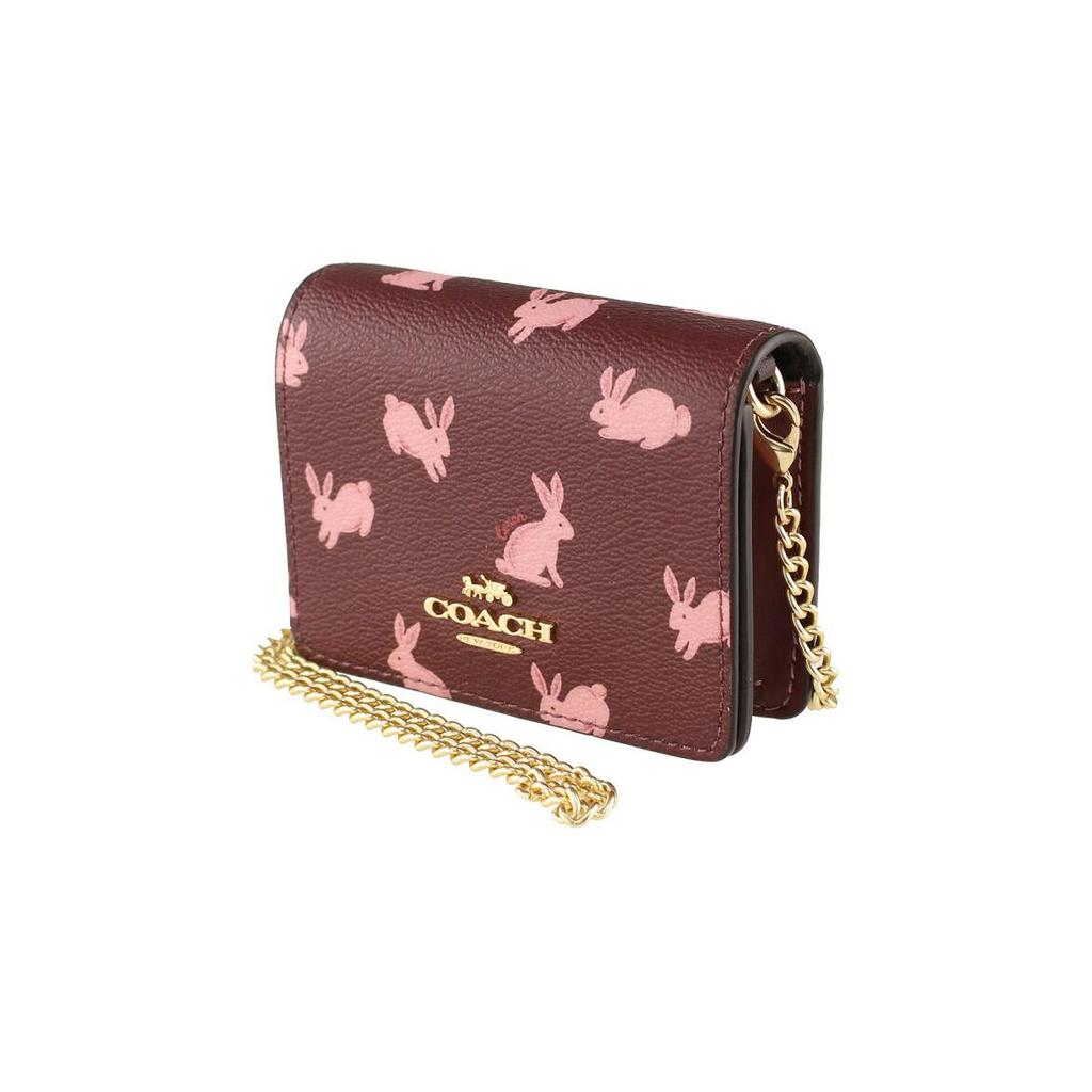 New COACH Coated Canvas With Smooth Leather Shoulder Bag, Crossbody Bag, Wallet Mini Women's Burgundy CF527-IMMZI