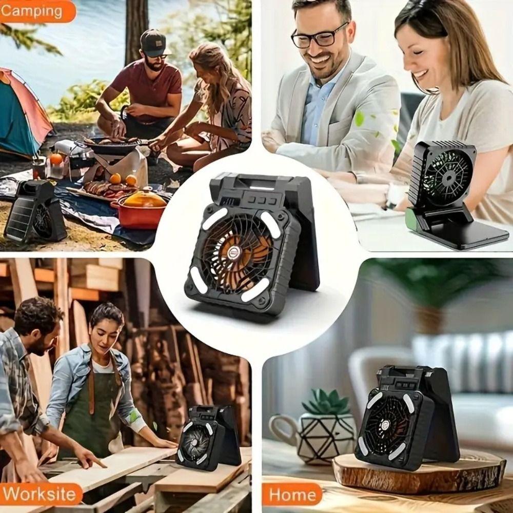 90° Folding Camping Fan with LED Light Folding Design Portable Tent Fan  Picnic Trip