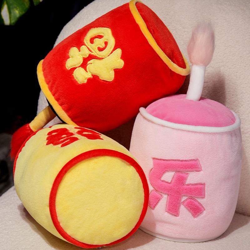 Creative Fireworks Firecrackers Plush Soft Pillow With Blanket Festival Atmosphere Holiday New Year Gift Party Decoration