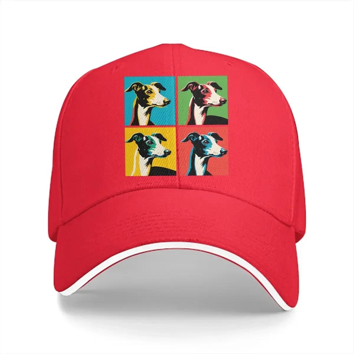 Greyhound Multicolor Hat Peaked Unisexs Cap Italian Greyhound Pop Art Personalized Visor Protection Hats Adjustable