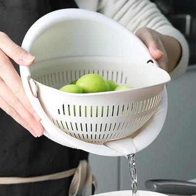 Kitchen Double Drain Basket Bowl Washing Storage Basket Strainers Bowls Drainer Vegetable Cleaning Colander Tool Household Acces