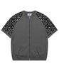 XTONZ Xtk151 Leopard Round Short Sleeve Knit Zip-Up (Gray)