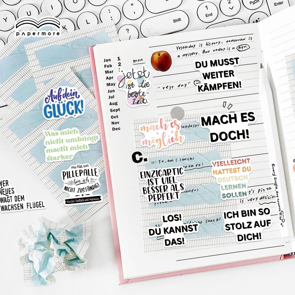 50 Cartoon German Inspirational Graffiti Stickers Decorate Suitcase Guitar DIY Waterproof Stickers