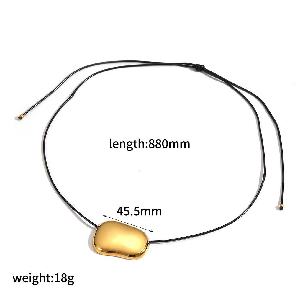 Geometric Stainless Steel Pendant Necklace With Adjustable Wax Cord For Unisex Fashion Accessory