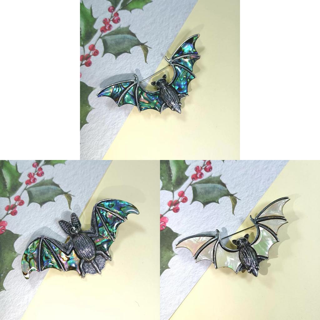 Vintage Silver Shell Bat Brooch Pendant With Animal Design For Women And Men