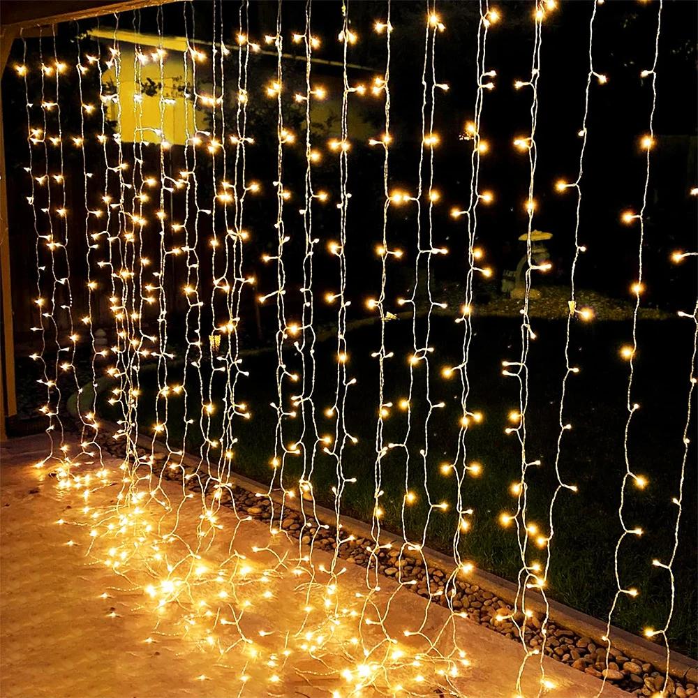 9x3/12x2m Christmas Lights Garland LED Curtain Icicle String Light Fairy Wedding Lighting Decoration Home Windows Party Garden