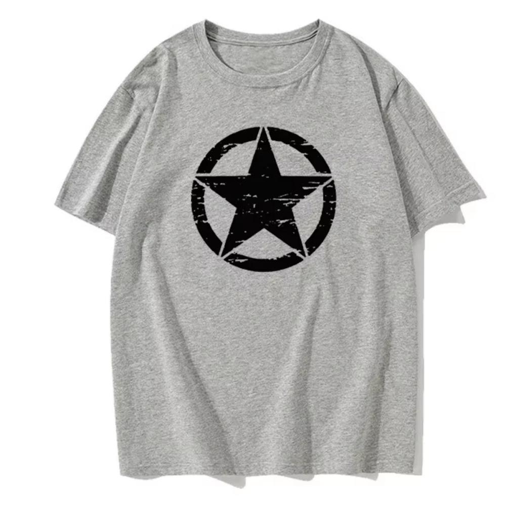 Summer Men's Short-sleeved Fashion Casual Printed Daily Versatile and Comfortable Round Neck Solid Color T-shirt Men's Tops