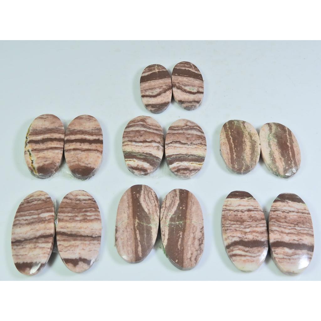 12X24-14X28MM Natural Zebra Jasper Oval Matched Pair Gemstone 7 Pair Lot A-580