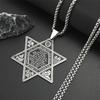 Hexagram Anhänger Halskette für Damen Herren Edelstahl Davidstern Salomos Mächtiges Schutz Amulett Je Schmuck N539