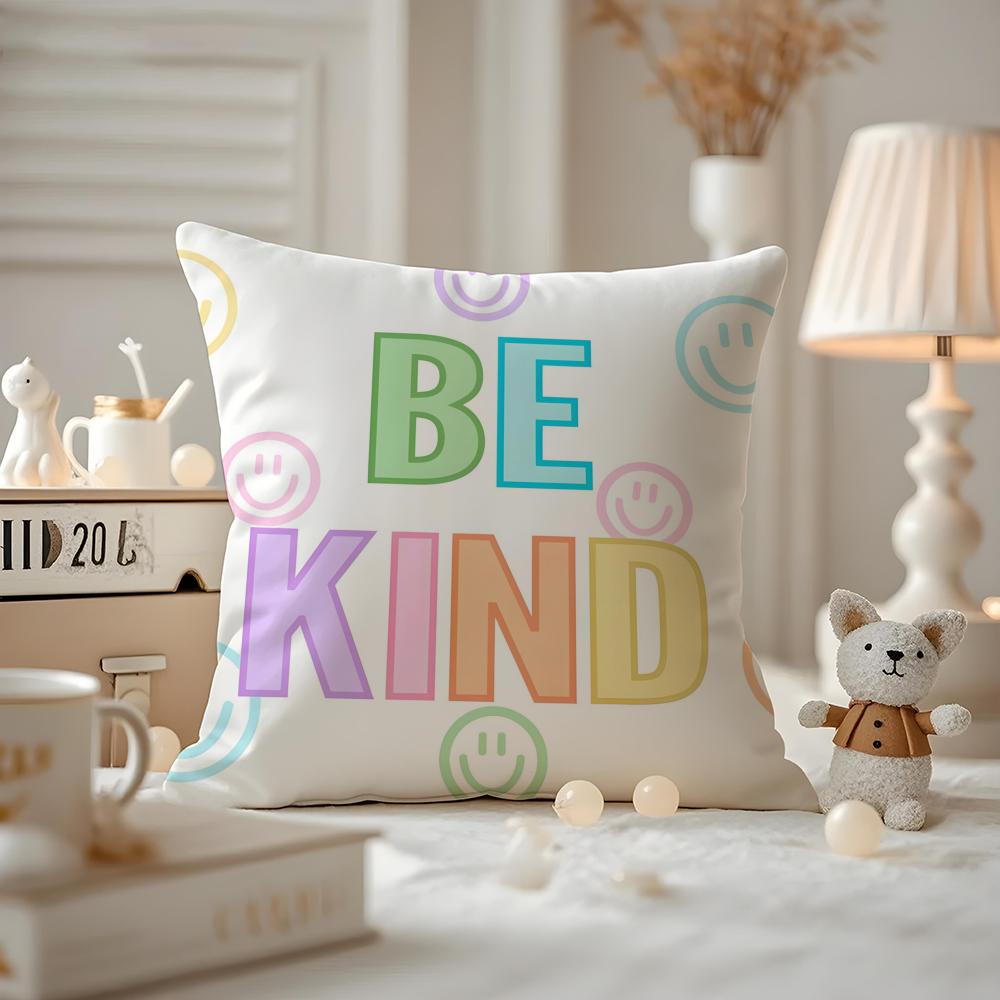 Cartoon Rainbow Sun Cushion Cover Anti-dustmite Pillowcase Invisible Zipper Silky Short Plush Sofa Cushion Cover