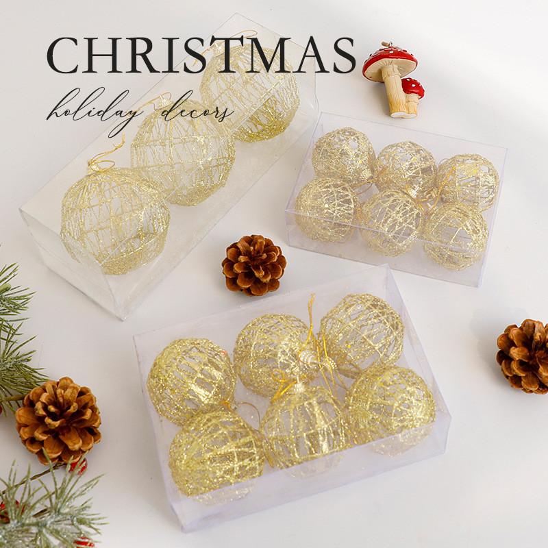 Christmas Ball Decoration Set With Metallic Hollow Ornaments For Holiday Home Decor