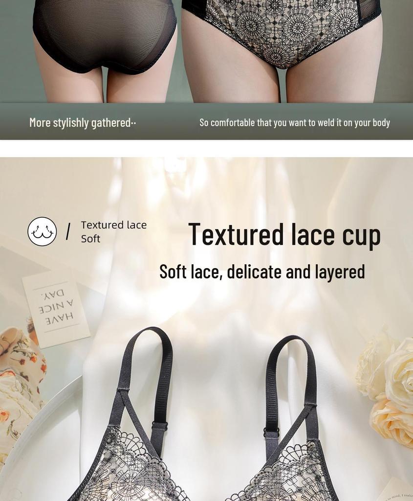 Chinese Style Embroidered Push-Up Bra for Small Busts – Lift & Adjust Front Closure, Anti-Sagging, Seamless, Side-Fat Gather
