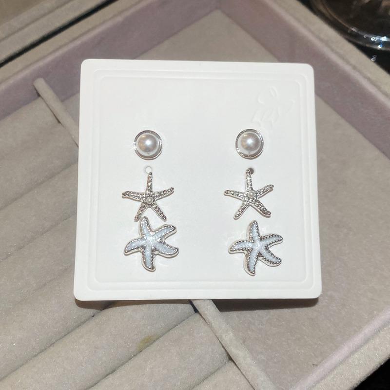 French Silver Needle Diamond Pearl Pendant Earrings Light Luxury Delicate Personality Earrings Design Sense Niche Earrings Women