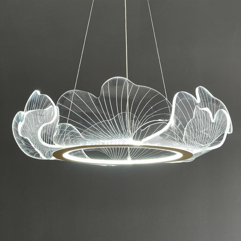 Wohnzimmer-Kronleuchter, moderne Acryl-Ginkgo-Pendelleuchte, LED-Kronleuchter für Esszimmer, Beleuchtungskörper