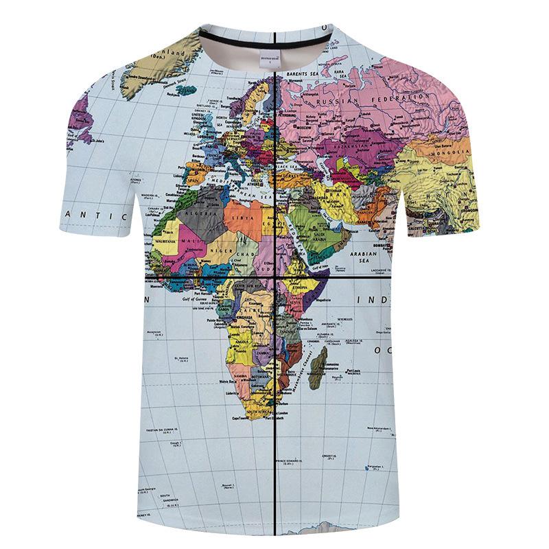 

Мужская летняя новая футболка с коротким рукавом Summer Map Series 3D XL