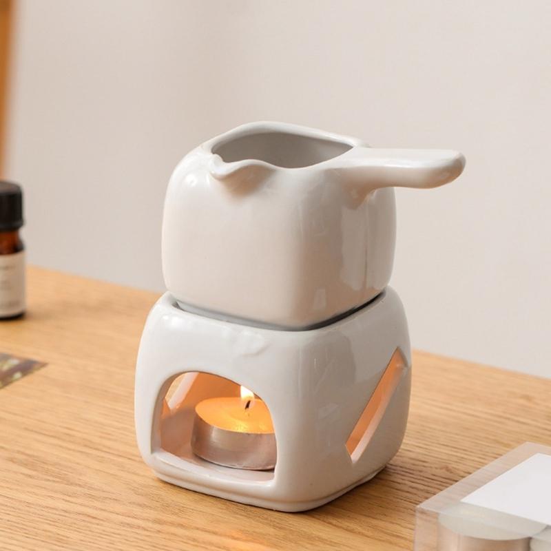 Rapid Heating Ceramic Chocolate Melting Pot for Fondue and Desserts Butter Warmer Aromatherapies Oil Burners Fondue Pot
