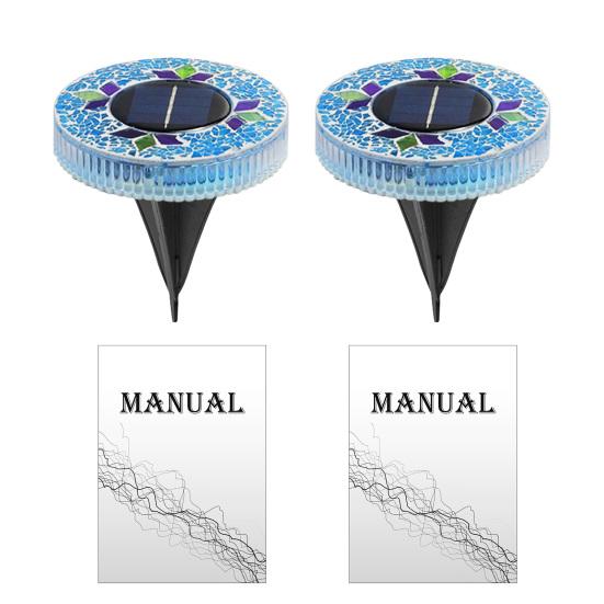 

2Pcs Solar Mosaic Disc Lights Waterproof Pathway Lights Outdoor LED Garden Stake Lights Auto On/Off Solar Powered Lamps for Yard Lawn Driveway 2pcs