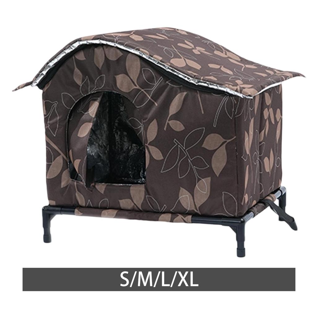 Oxford Cloth Outdoor Cat House Durable Rainproof Pet Shelter for Feral Felines Winter Enclosure