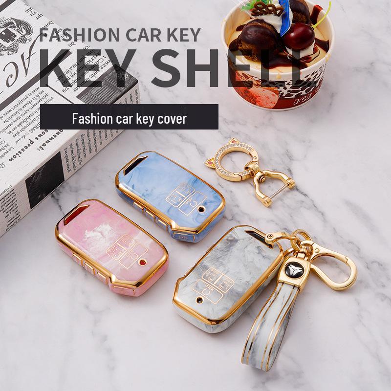 Kia K3 Car Key Case: Compatible with K2, KX3, KX5, Sportage, Soul, and Forte - Gem Pattern Shell with Buckle